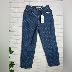 FLYING ANGEL Polka Dot High Waist Straight Leg Jeans/size 1(25)